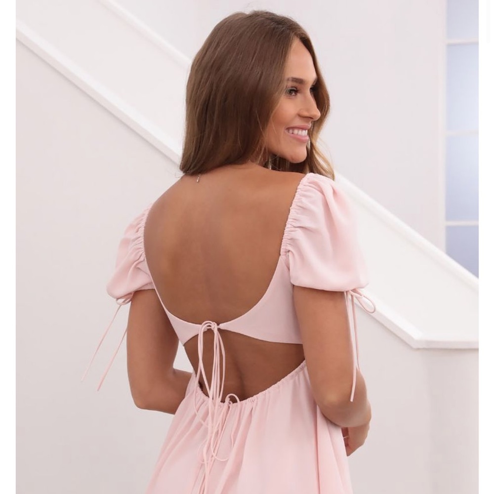 Lucy in the Sky Leilani Chiffon Baby Doll Dress in Pastel Pink